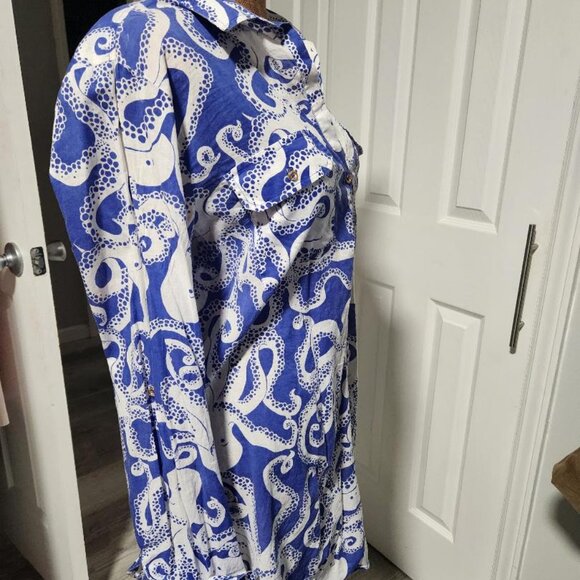 Lilly Pulitzer Captiva Tunic Bubbly Blue Octopus **Rare Find Print** Sz Large - Picture 8 of 10